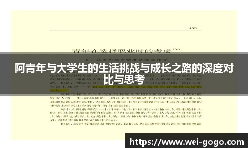 阿青年与大学生的生活挑战与成长之路的深度对比与思考